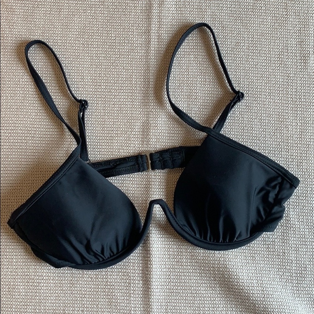 NASTY GAL Plunging Underwire Swimsuit Top Black